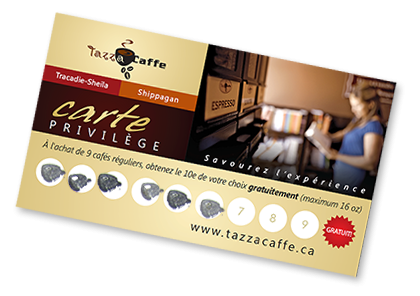 La carte privilège du Tirage Gagnez un iPad au Tazza CAFFE